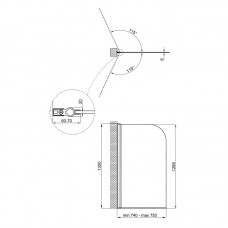 Штора на ванну Qtap Standard BLM407513APL стекло Pear 6 мм, 75х130 см, левая