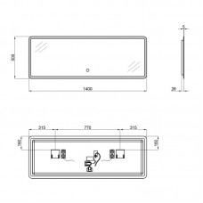 Зеркало Qtap Tern 1400x500 с LED-подсветкой Touch, Bluetooth QT1778142750140WB