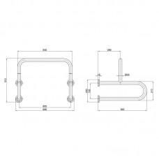 Поручень двойной для писсуара Qtap Freedom 600x520 Chrome QT229188CHR