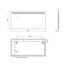 Зеркало Qtap Mideya Modern 1400х700 с LED-подсветкой кнопочный выключатель, QT2078141470140W