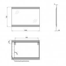 Зеркало Qtap Mideya Classic 1000х700 с LED-подсветкой кнопочный выключатель, QT2078250680W