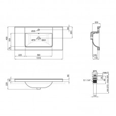 Раковина Qtap Albatross Q 1000х480х230 White с донным клапаном QT01115100QW