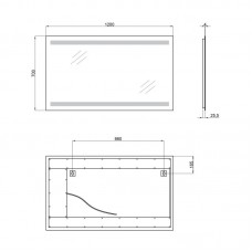 Зеркало Qtap Mideya New 1200х700 с LED-подсветкой кнопочный выключатель, QT2078142270140W