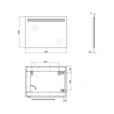 Зеркало Qtap Mideya Modern 600х800 с LED-подсветкой кнопочный выключатель, Reverse QT207814146080W