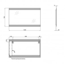 Зеркало Qtap Mideya Classic 1200х700 с LED-подсветкой кнопочный выключатель, QT2078250359W