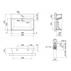 Раковина Qtap Virgo 600x420x140 White с донным клапаном QT18112253W