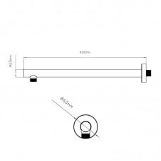 Кронштейн для верхнего душа Qtap Trubice 400 мм округлый QTTRU120BLM45927 Black Matt