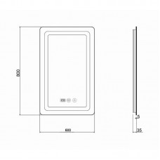 Зеркало Qtap Mideya с антизапотеванием (DC-F912) 600х800 QT2078F912W