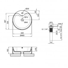 Раковина-чаша Qtap Scorpio 460х460х155 White с донным клапаном QT14117046LW