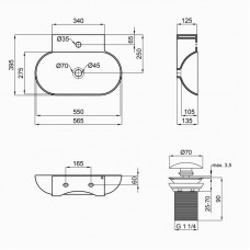 Раковина Qtap Cardinal 565х400х130 White с донным клапаном QT0411K177W