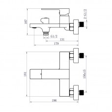 Смеситель для ванны Qtap Gemini (c душевым гарнитуром) QTGEM259BLM45682 Black Matt