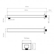 Кронштейн для верхнего душа Qtap Trubice 400 мм прямоугольный QTTRU120BLM45929 Black Matt