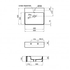 Раковина Qtap Nando 500х420х130 White с донным клапаном QT1211K404AW