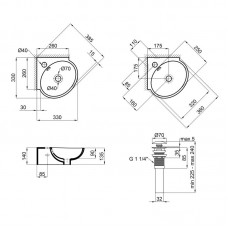 Раковина Qtap Leo 390x365x130 White с донным клапаном QT11115010W