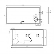 Зеркало Qtap Stork 1400х700 с LED-подсветкой Touch, линза, цифровые часы, диммер, рег. яркости QT1578142270140W