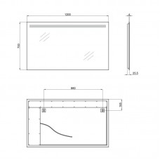 Зеркало Qtap Mideya Modern 1200х700 с LED-подсветкой кнопочный выключатель, QT2078141470120W