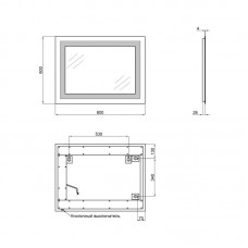 Зеркало Qtap Mideya Quadro 600х800 с LED-подсветкой кнопочный выключатель, Reverse QT207814187080W