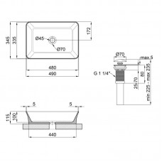 Раковина-чаша Qtap Virgo 490х350х110 Matt black с донным клапаном QT18112261MBMB