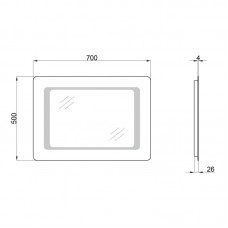 Зеркало Qtap Leo 500х700 с LED-подсветкой кнопочный выключатель, Reverse QT117812086080W