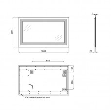 Зеркало Qtap Mideya Quadro 1000х600 с LED-подсветкой кнопочный выключатель, Reverse QT2078141870100W