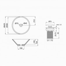 Раковина-чаша Qtap Amazon 425х425х155 White с донным клапаном QT0211K70W