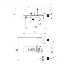 Смеситель для ванны Qtap Taurus (c душевым гарнитуром) QTTAU259BLM45662 Black Matt