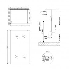 Qtap набор: Стена Walk-in 110 BLM + Душевая система на три потребителя (STDBLM2011C8 + QTJAY111BLM45549)