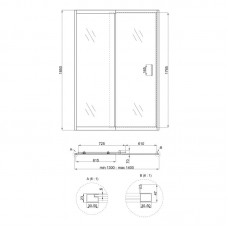 Душевая дверь в нишу Qtap Taurus CRM2013-14.C6 130-140x185 см, стекло Clear 6 мм, покрытие CalcLess