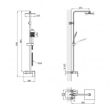 Душевая система для кабины Qtap Capricorn на три потребителя (с изливом) 53103KNN Brushed Nickel PVD