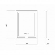 Зеркало Qtap Mideya 500х800 (DC-F936) с LED-подсветкой и антизапотеванием QT2078F936W