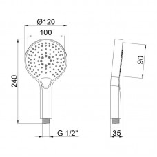 Лейка для ручного душа Qtap Rucni 120 мм округлая QTRUCA120O3KBB Black Matt